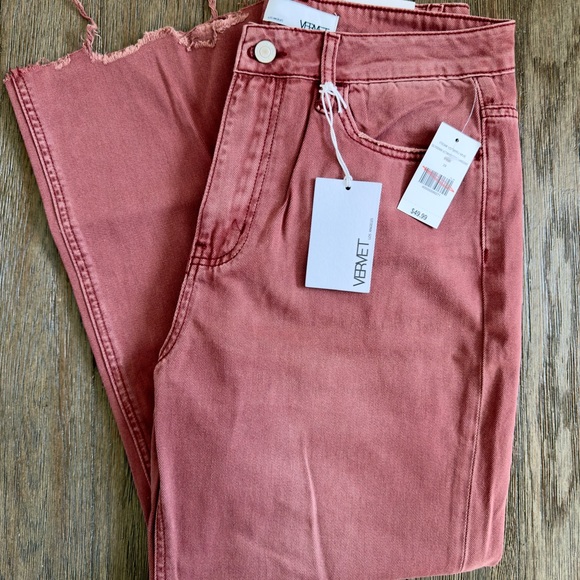 Women's Mauve Distressed Wide-Leg/Crop Jeans - Picture 4 of 5